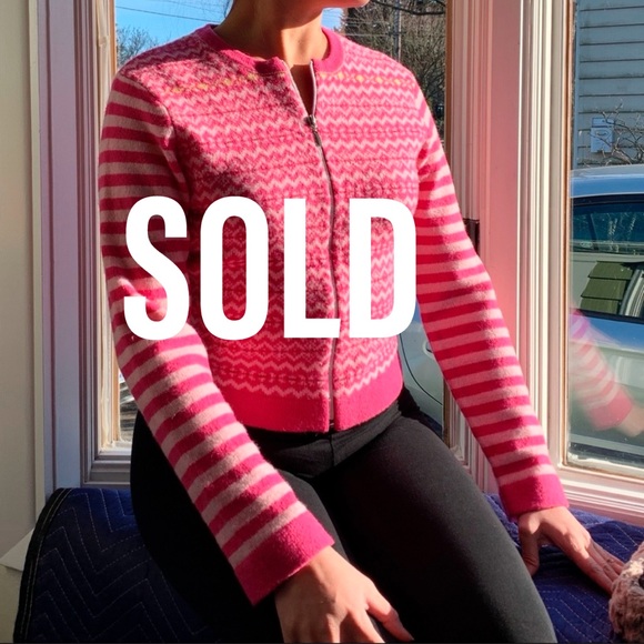 frost Sweaters - SOLD Pink Icelandic style lambswool crop long sleeve sweater